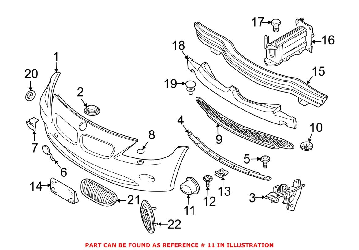 BMW Fog Light Trim = Front Passenger Side 51117044228